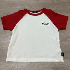 POLO ラグランスリーブ Tシャツ ホワイト/レッド 120cm 子供服
