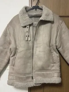 LOWRYSFARM ベージュ ムートンコート ジップアップ