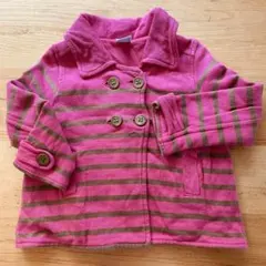 PETIT BATEAU ボーダー Pコート ピンクのサムネイル