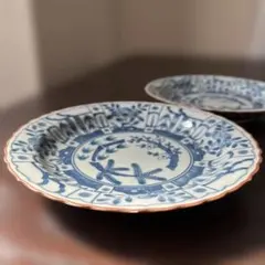 新品 未使用品 有田焼 総柄 皿 17㎝ 2客　メルカリ便送料込