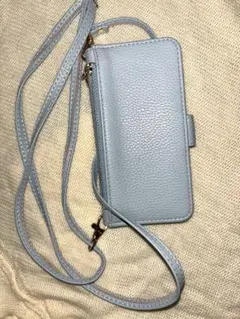 iPhone15 水色手帳型スマホケース