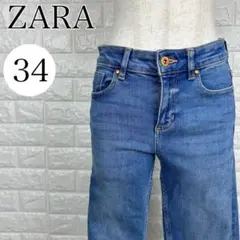 ザラ ZARA デニムパンツ ブルー ストレートフィット レディース A1653