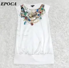 EPOCA 40 リアルビジュー付 ノースリーブ ミニワンピース 白のサムネイル