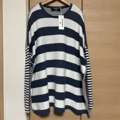 新品タグ付19,800円【ゴム オム】マルチボーダードロップショルダーカットソーのサムネイル