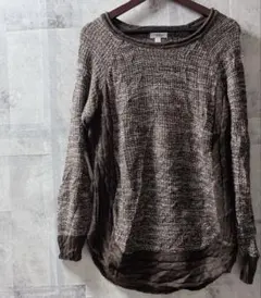美品 長袖ニット 【L】ブラウン 茶色 ヴィンテージ セーター 秋 冬 丸首