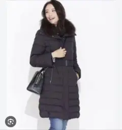 ナノユニバース 西川 ベルテッドダウンコート ブラック 38 M