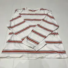 白/赤/青 ストライプ 長袖カットソー