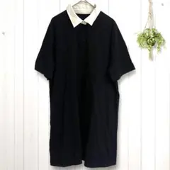 ジーユー 半袖 ポロシャツ ワンピース ひざ丈 クレリックカラー ゴルフ 古着▼