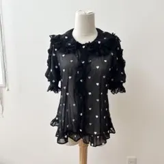 アンジェリックプリティ　ハート柄シフォンブラウス　黒のサムネイル