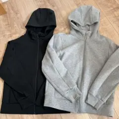 UNIQLO ドライスエットフルジップパーカー　150 グレー、黒２枚セット
