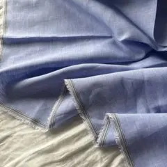 濃い方★幅広いです！★シャンブレーリネン生地麻100% ブルー