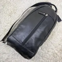 美品 コーチ ボディバッグ ヘリテージ ウェブ レザー ショルダー チャーム 黒