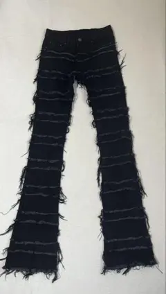 美品】mnml ティアード フリンジ デニムパンツ ブラック⁠ 36 - メルカリ