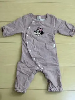 ミニー刺繍 薄紫ロンパース フリル付き 80