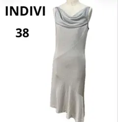 INDIVI 日本製 ラメ ノースリーブ ドレープ ワンピース 38のサムネイル