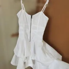 ホワイト キャミワンピース レースアップ　コスプレ