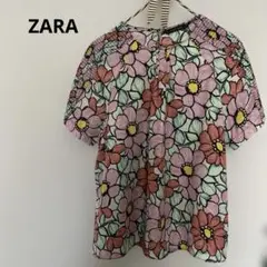 ZARA BASIC 半袖トップス　Mサイズ　花柄　個性的