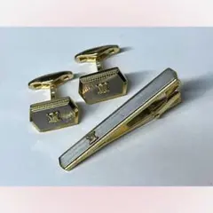 美品CELINE セリーヌ タイピン カフス セット マカダム トリオンフ 金
