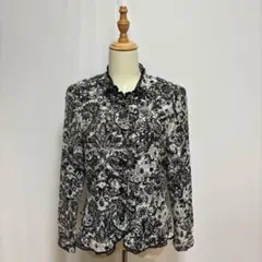 日本製✨ペイズリー柄ブラウスジャケット（11）総柄　白黒系