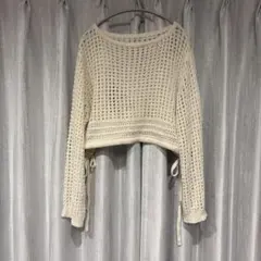 w closet ラメ入り透かし編みニット