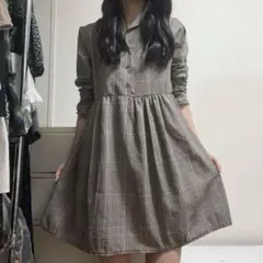 森ガール チェック柄 シャツワンピース チュニック フェアリー