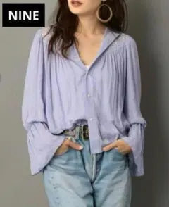 NINE ナイン レースオーバーブラウス 前後2way 薄手 パープル 春カラー