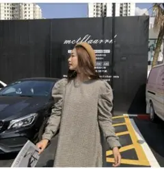 バースデーバッシュ　グレンチェック　ワンピース　ベージュ