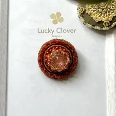 【ブローチ】ビーズ刺繍∞オレンジダリア∞