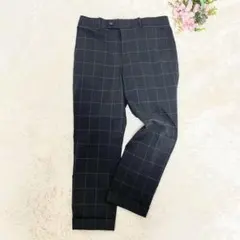 【グローバルワーク】メンズ スラックス チェック柄 ダークグレー Mサイズのサムネイル