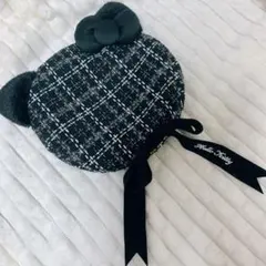 ユニバ USJ サンリオ キティ ハローキティ ベレー帽 黒 チェック