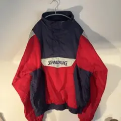 【90s/SPALDING】スポルディング ナイロンアノラックパーカー赤ネイビー