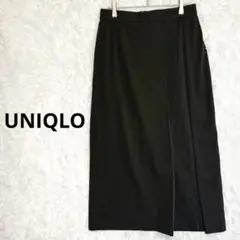 ユニクロ/アシンメトリープリーツ　黒　ロングスカート　大人きれいめ　シンプル