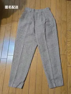 【匿名配送】ブラウン ヘリンボーン ツータック スラックス　日本製