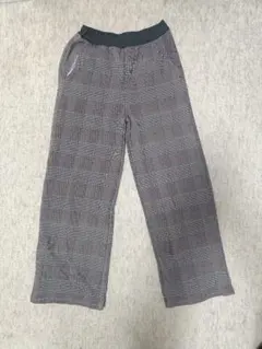 【美品】delivrock チェック柄 ロングパンツ グレー系 裏起毛 長ズボン