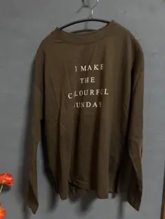 ブラウン 長袖 Tシャツ メッセージプリント