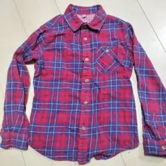 UNIQLO 赤と青のチェック柄長袖シャツ 140cm