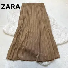 N77 【ZARA】プリーツスカート M ブラウン ロング丈 ゴム きれいめのサムネイル