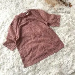 アース✳︎新品半袖トップス レース 可愛い 綺麗め上品 ピンク お呼ばれ 春夏