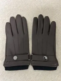 【美品】ラムレザー手袋 メンズ スマホ対応 ダークブラウン サイズ23-24cm