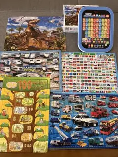 知育パズル 5点＆ひらがなタブレットセット 乗り物 国旗 恐竜のサムネイル