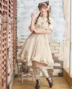 しまむら×愛野えり マノンローズ　ジャンパースカート(ベージュ)4L