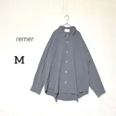 【remer】長袖 ルーズ オーバーシャツ きれいめカジュアル 綿100% M