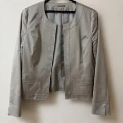 グレー ノーカラージャケット　13サイズ(XLサイズ) ヒロタ株式会社