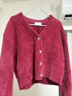 【美品】SNIDEL HOME ベリーピンクビジューカーディガン