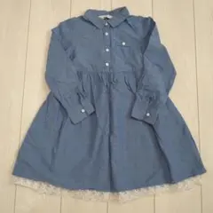 H&M デニムブルー 長袖ワンピース 122