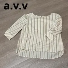 a.v.v アー・ヴェ・ヴェ 七分袖 ストライプカットソー M