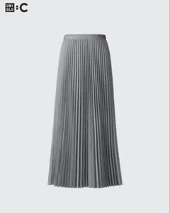 新品タグ付きUNIQLO:CプリーツロングスカートMグレー