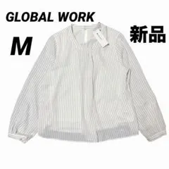GLOBAL WORK ボウタイブラウス M 新品タグ付 ストライプ