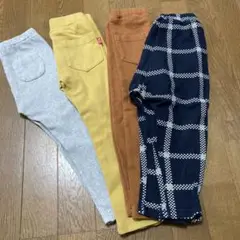 パンツセット グレー・イエロー・ブラウン、チェック　4本　100㎝