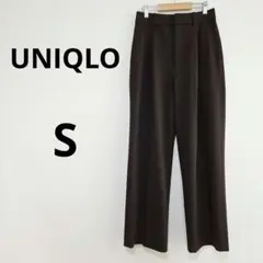 UNIQLO レディース タックワイドパンツ S 　ダークブラウン